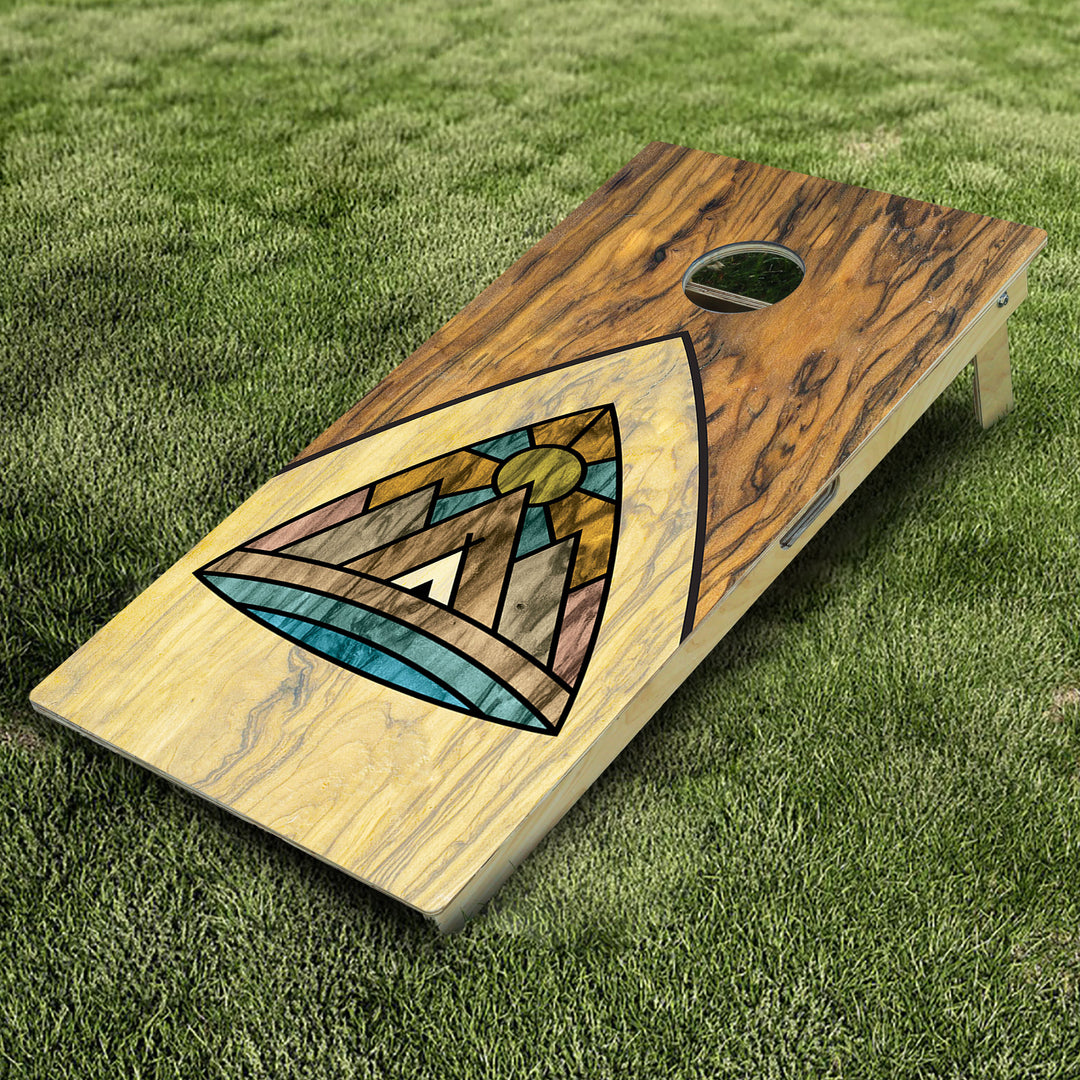 Stained Glass Mountains Cornhole Boards