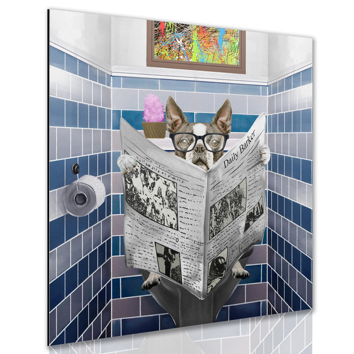 Funny Dog On The Toilet Wall Art 2