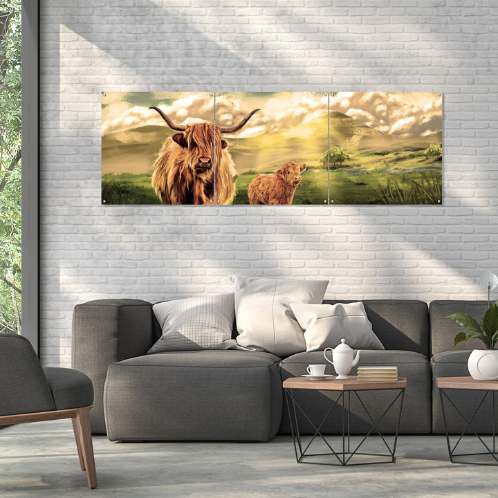 3 Panel Highland Cow Wall Art 4