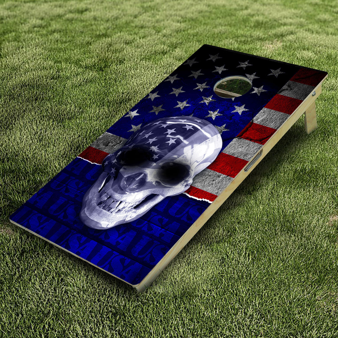 USA Flag Skull Cornhole Boards