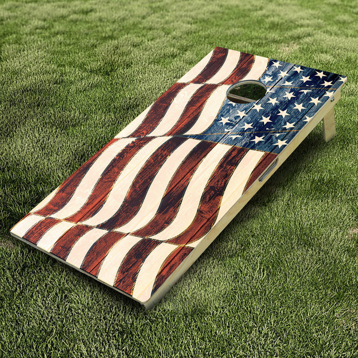 Waving USA Flag Cornhole Boards