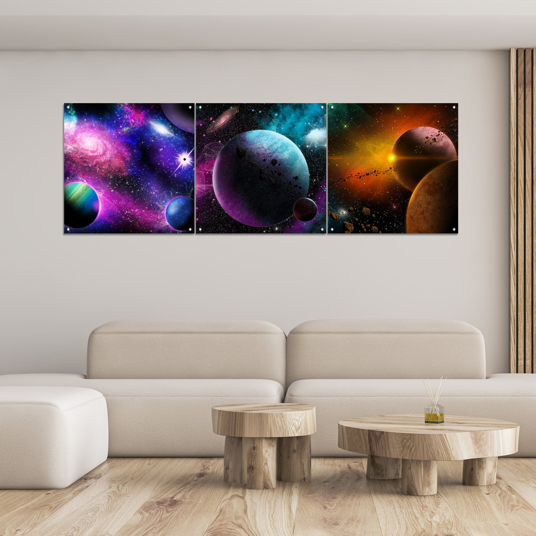 3 Panel Galaxy Wall Art