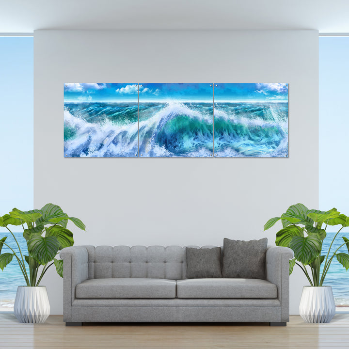 3 Panel Ocean Wave Wall Art